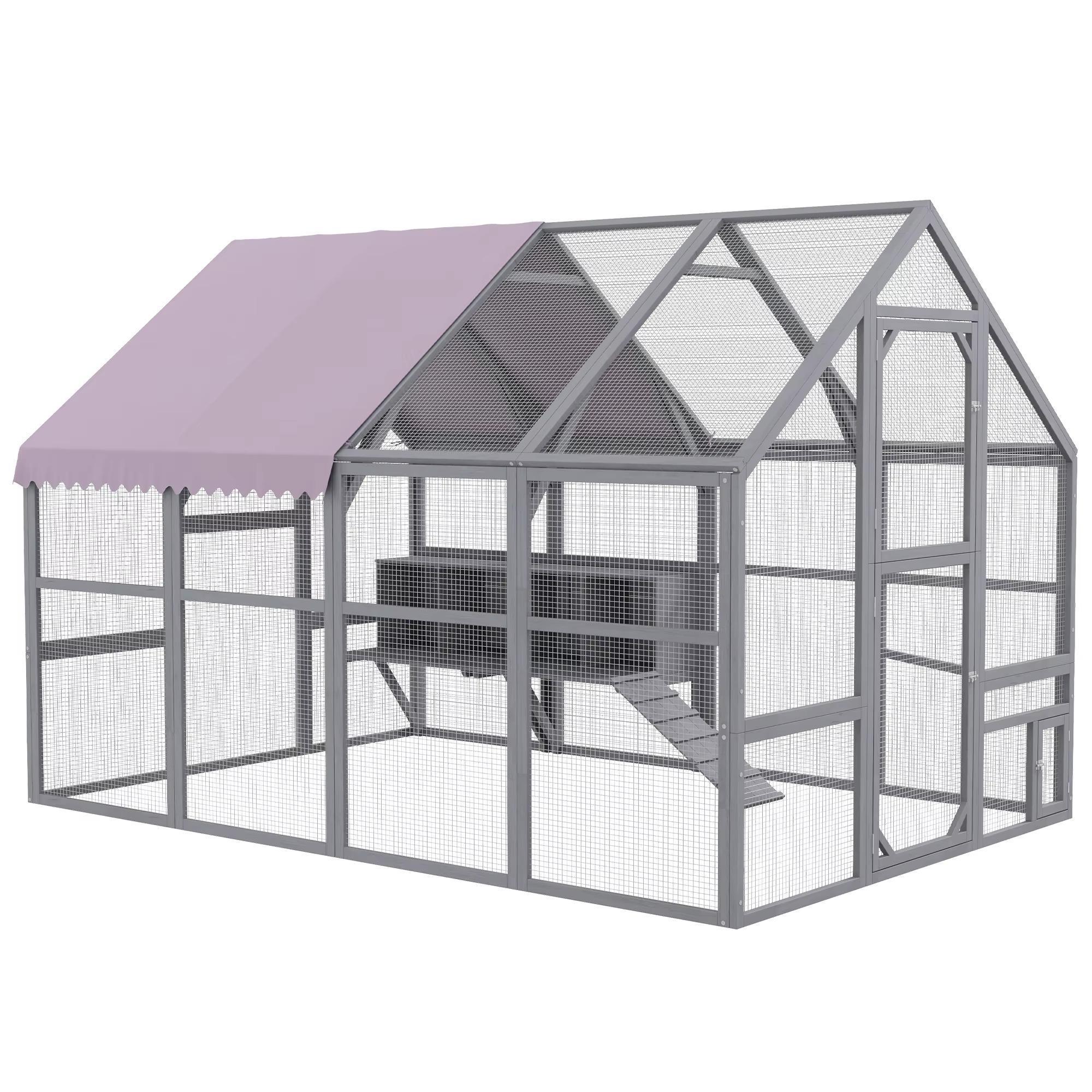 PawHut Hühnerstall 5,2 m² ca. 2,8 x 1,8 x 1,9 m Freilaufgehege Holz mit Freilauf D51-407V00YL