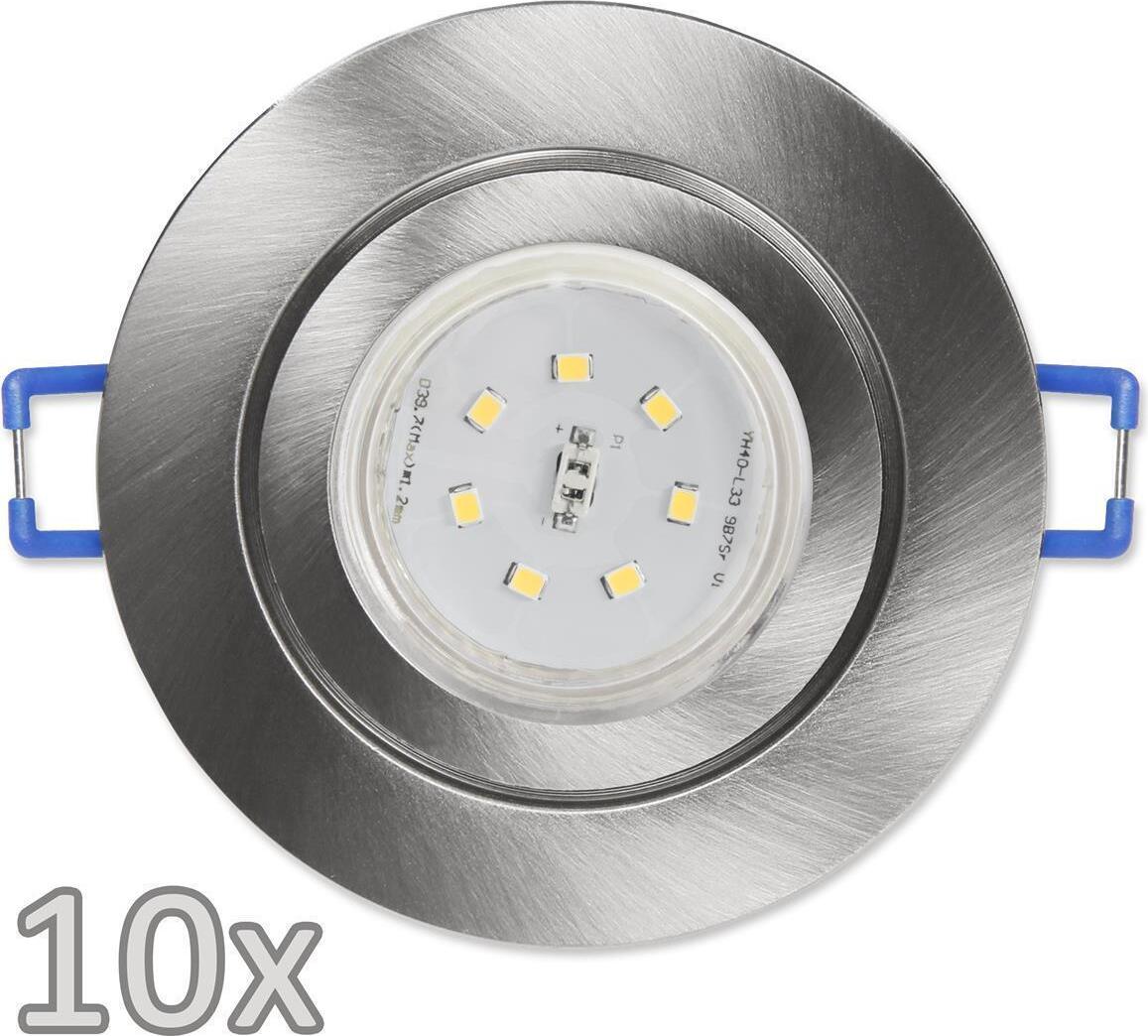 Einbauleuchten-Set McShine, 10xRahmen, 10xStrahler, Edelstahl, 3W, 300lm, IP44 1452896