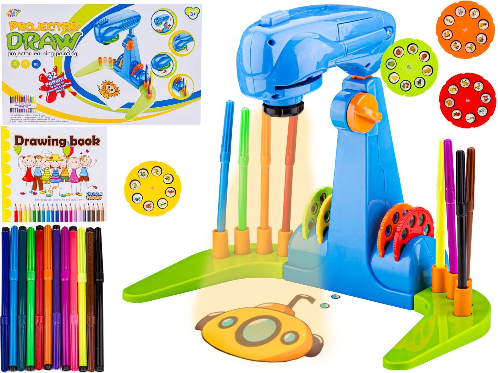 DK Projektor, Overheadprojektor zum Zeichnen und Malen lernen + Zubehör BLAU