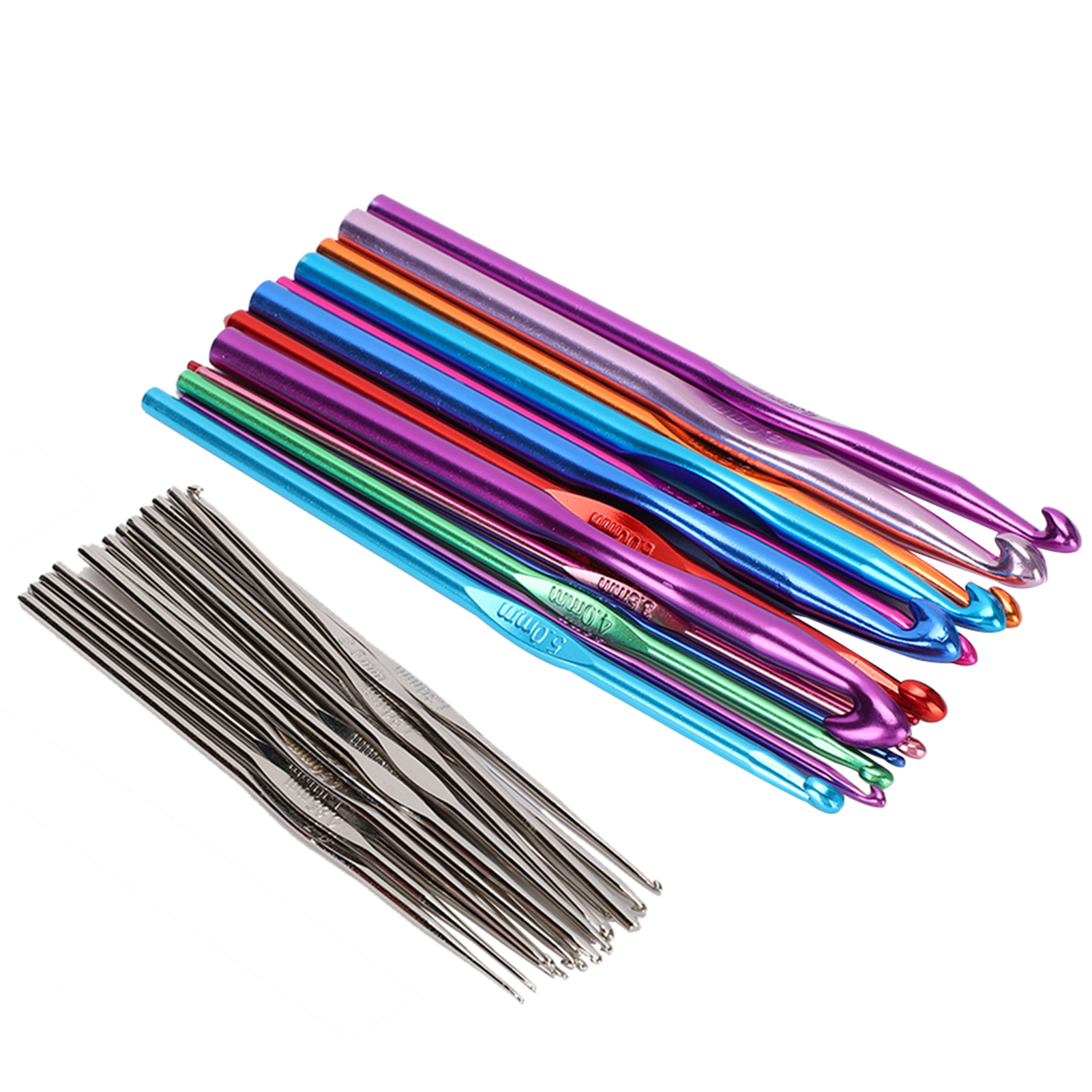 Cocosity Häkelnadel,Häkelnadel,Stricknadelset,Bunte Häkelnadel,Metallgriff Häkeln,Nähzubehör