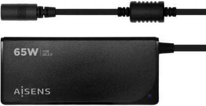 Nabíjačka notebookov Aisens ASLC-65WAUTO-BK/ 65W/ automatická/ 9 konektorov/ napätie 18,5-20V/ 1 USB QC3.0