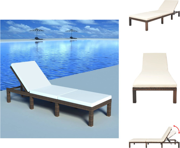 vidaXL Lehátko s vankúšom z polyratanu hnedé - Lehátka