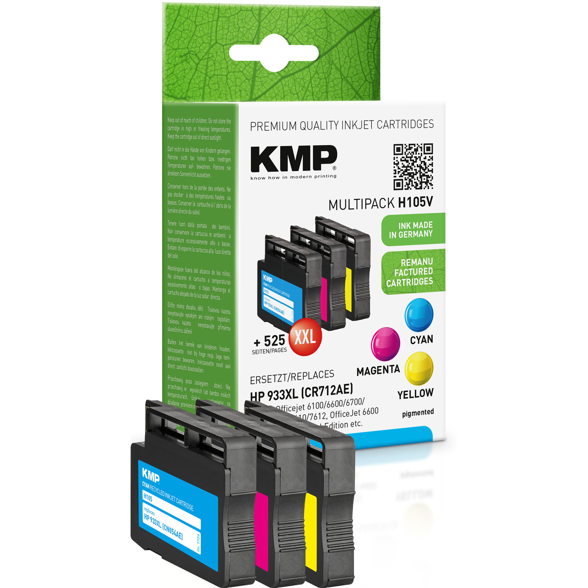 KMP H105V, atrament na báze pigmentu, 3 kusy, multipack