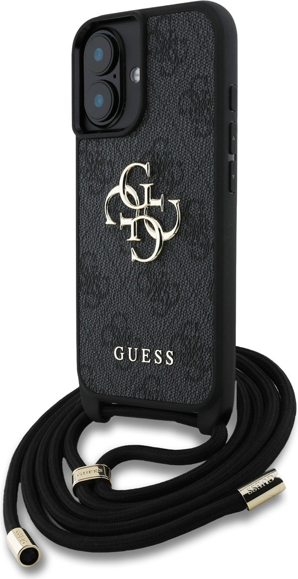 GUESS puzdro pre IPHONE 16 GUHCP16SP4GMGCRK (CBDYPolyuretán4G Big Logo W/Cord Strap) čierne