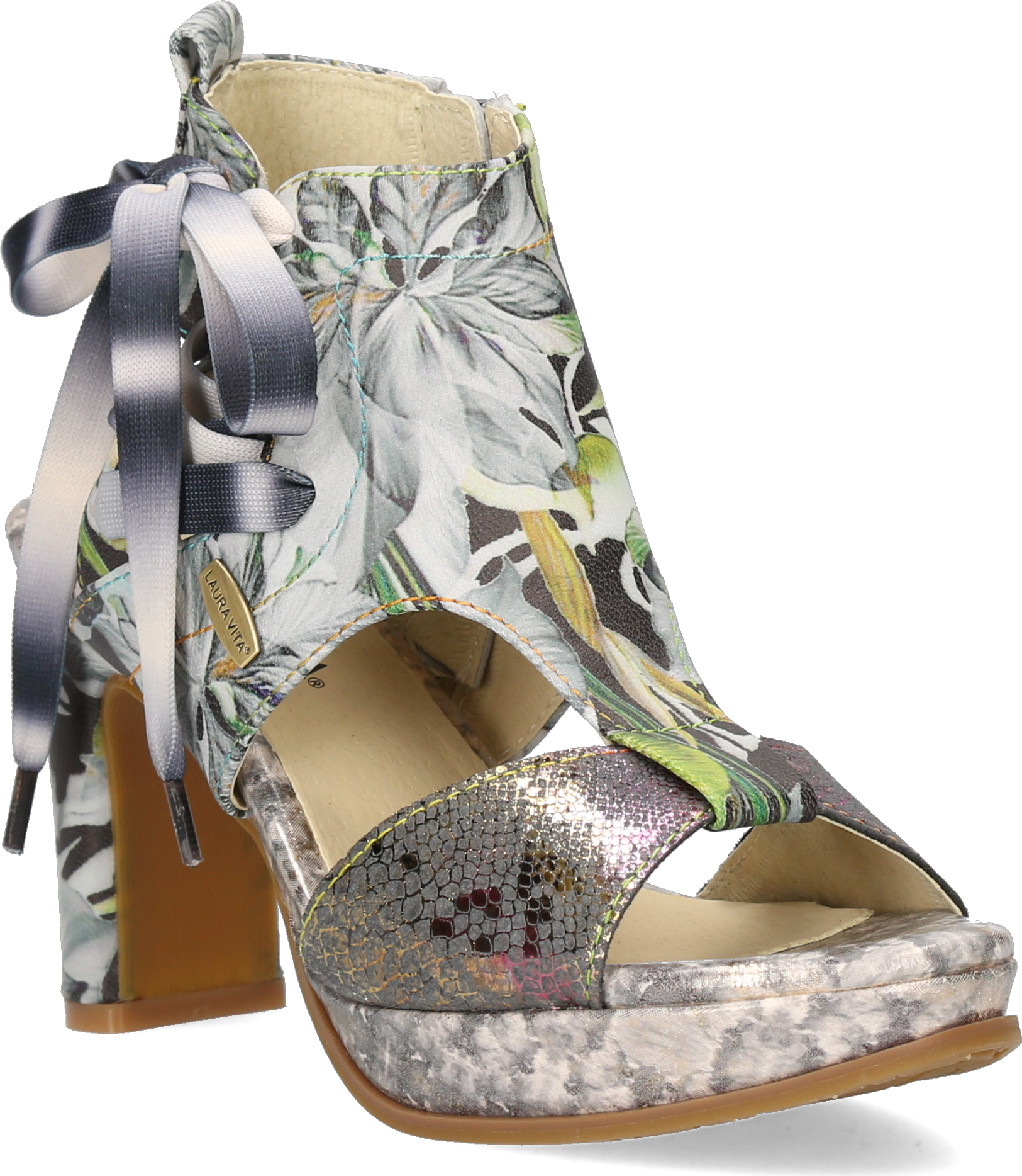 Laura Vita Damen Sandalette Schaft Plateau offene Ferse Hicao 09, Größe:40 EU, Farbe:Grau HICAO_09_Gris_40