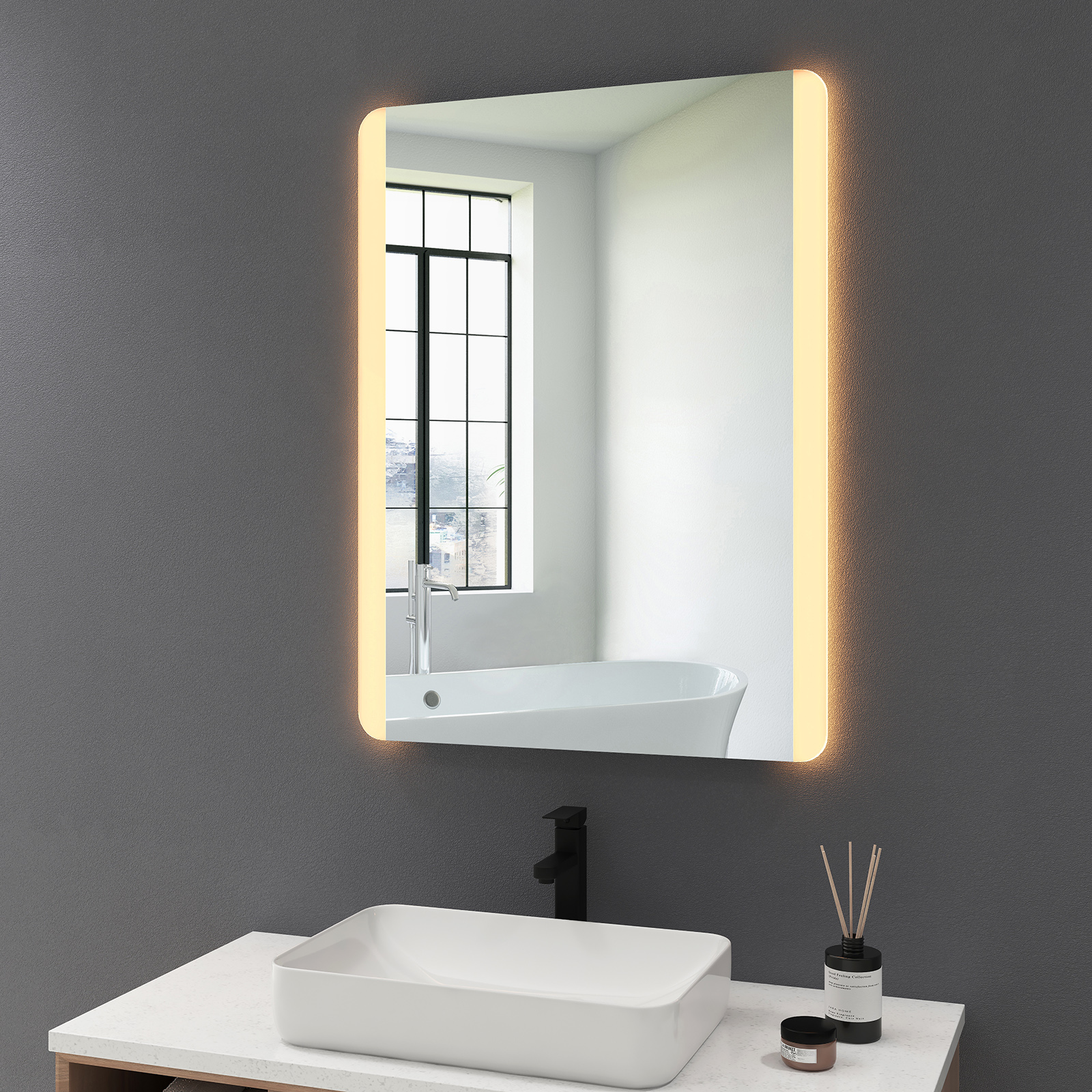 Badspiegel mit Beleuchtung LED 60x80/100x60/120x60cm Badezimmerspiegel Spiegel 
