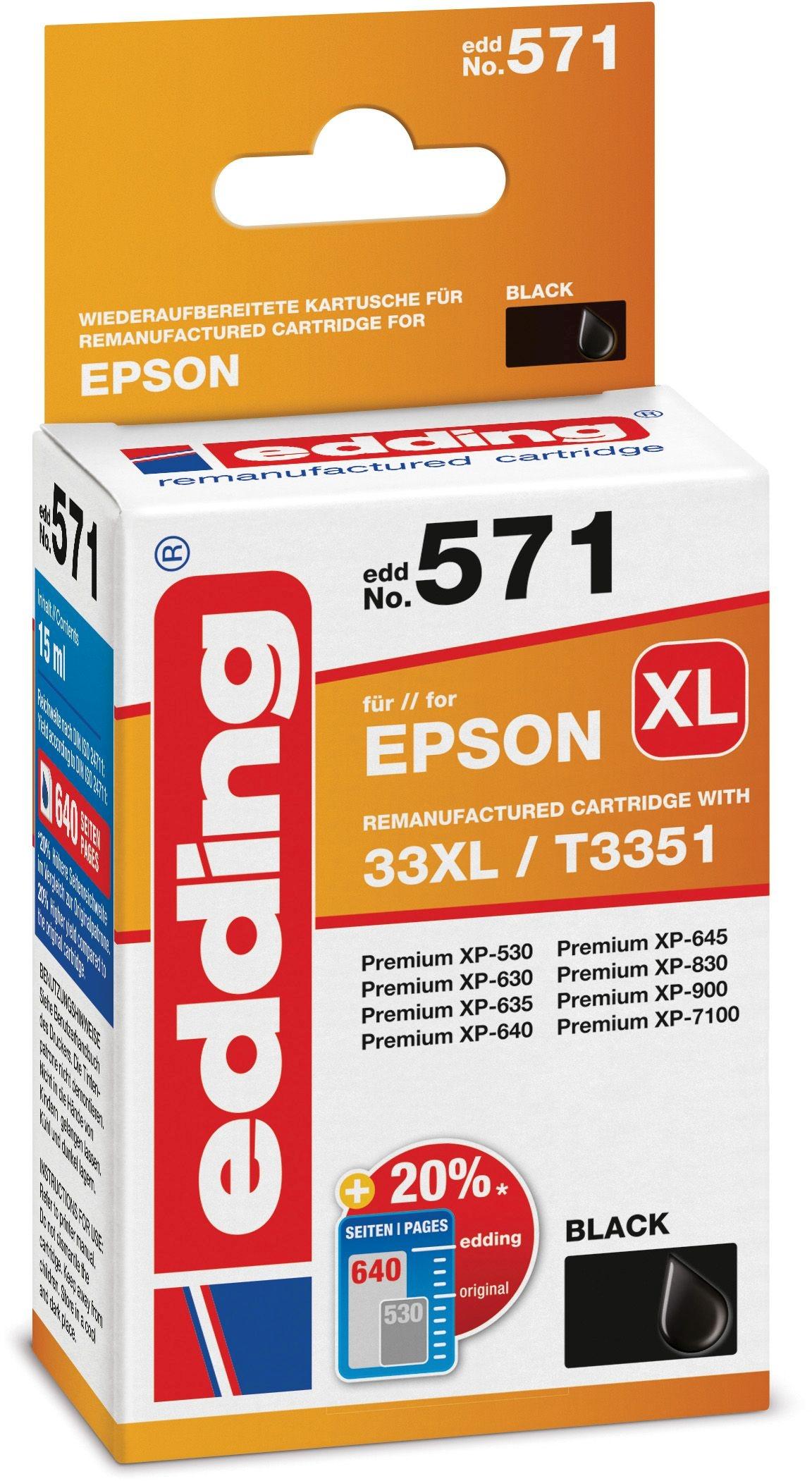 Edding EDD-571, Čierna, 15 ml, 1 kusov, Balenie po jednom kuse