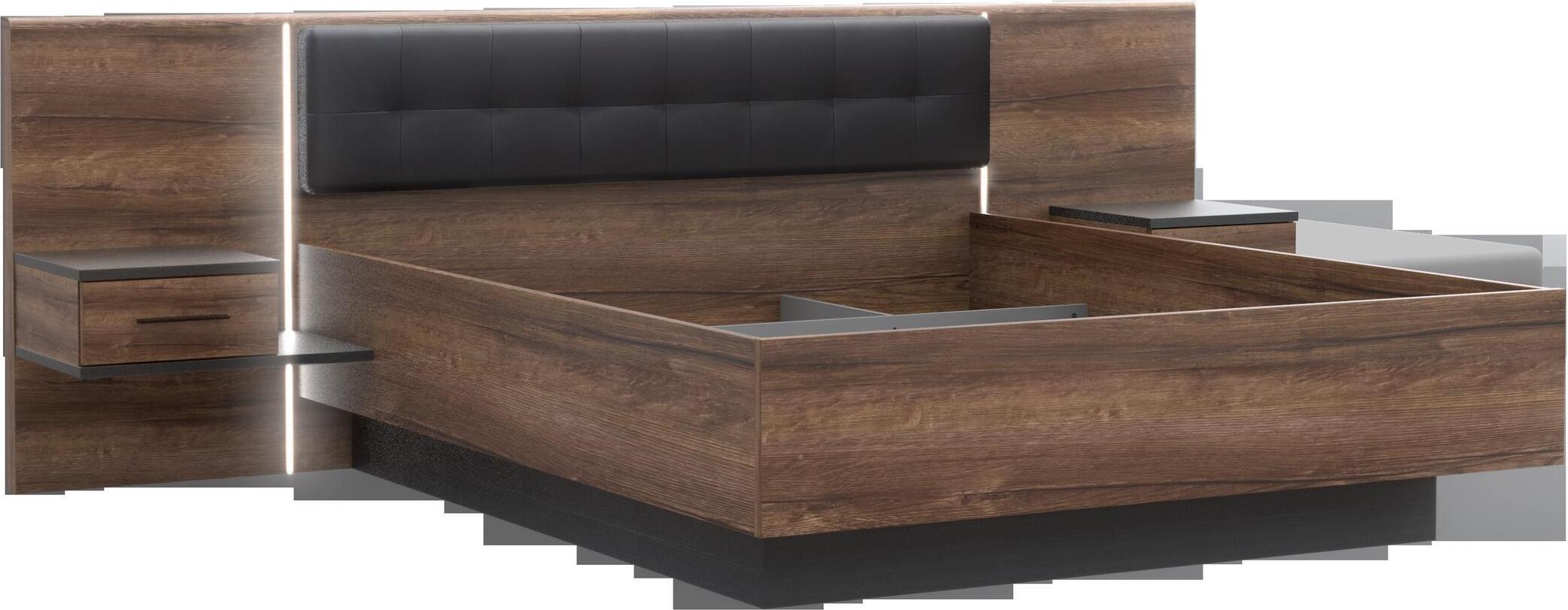 freiraum Bettanlage >Bellevue< in Schwarz Eiche/ Schlammeiche - 304,6x96,5x208,7 (BxHxT) 570611