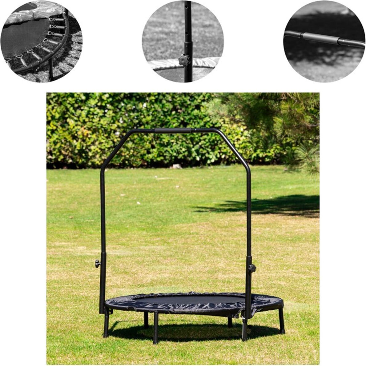 Chipolino detská trampolína Fit 94cm fitness trampolína podporná tyč odolná voči poveternostným vplyvom čierna