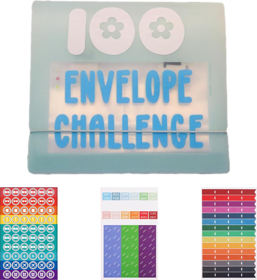 Meoiruery 100 Umschlag-Challenge-Ordner, Spar-Challenge-Box-Kit, Bargeld-Spar-Challenge-Kit, Spar-Challenge-Buch mit Geldumschlägen KAU-ER-LYS-PH-20250904-192