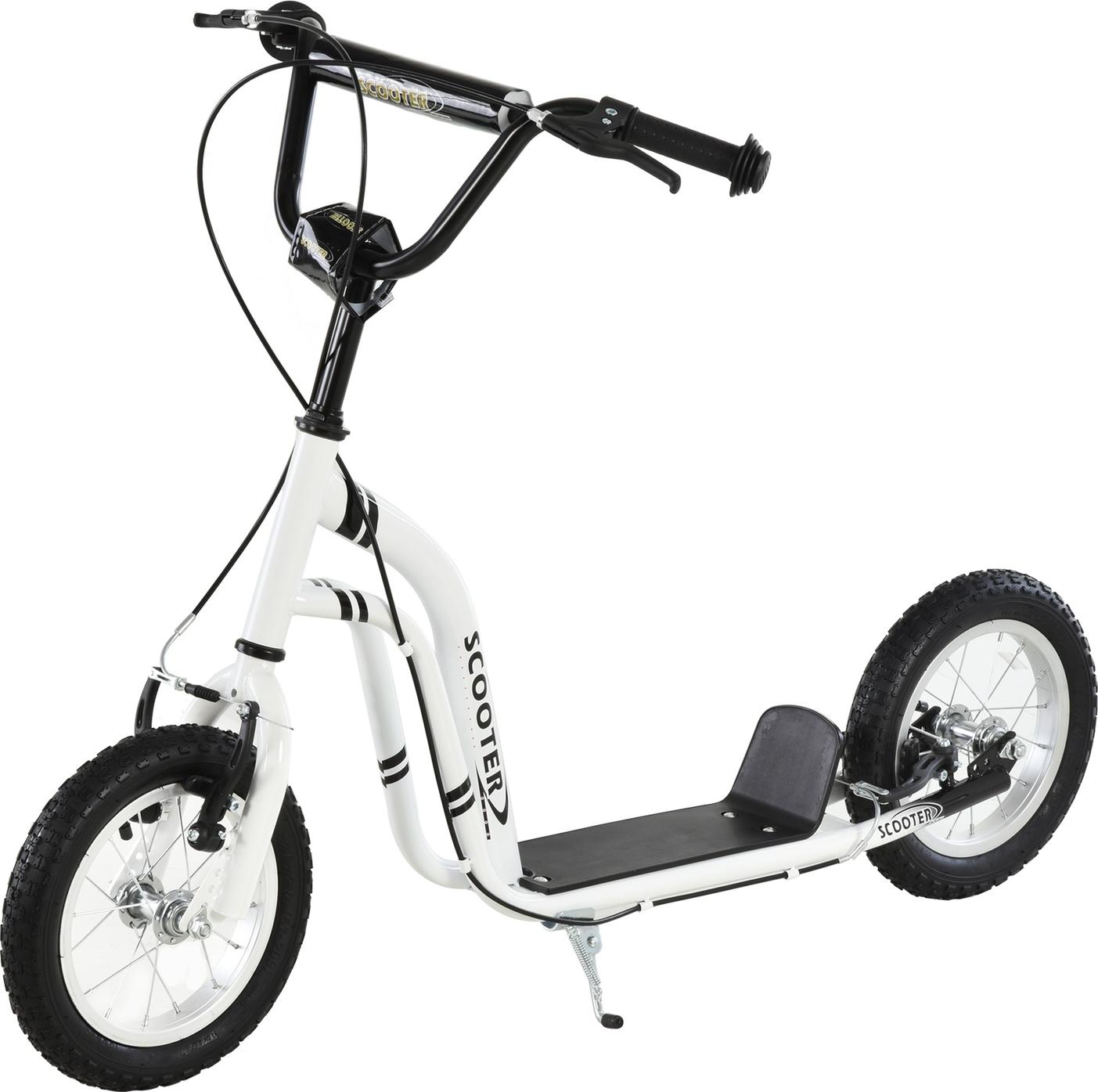 Kinderroller Scooter Ab 5 Jahre, Kinderscooter Tretroller Cityroller Mit Luftreifen 12 Zoll, Gummi Aluminium, Weiß