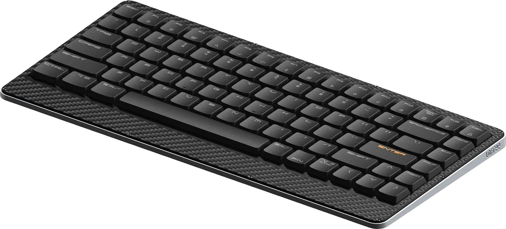 Lofree Edge Kabellose Mechanische Tastatur mit Low-Profil, 75% QWERTY Layout, Kohlefaser-Obergehäuse, Metallic Silver