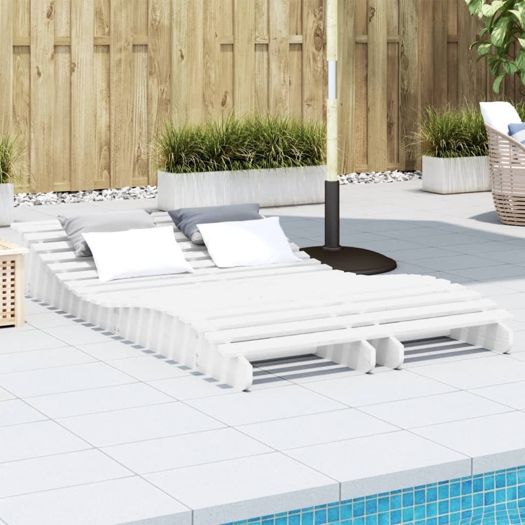 Ležadlá na opaľovanie 2 ks. Biele 205x60x31,5 cm masívne borovicové drevo