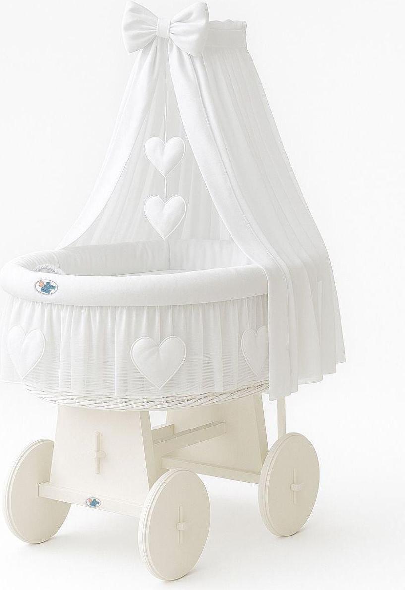 Korbbett - Handgefertigtes Babybett - Langlebig und bequem mit weißer Bettwäsche