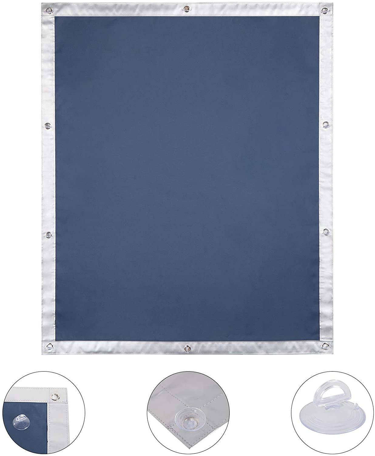 EUGAD Thermo Rollo Verdunkelungsrollo Sonnenschutz Bohren, ohne cm Blau,76x115