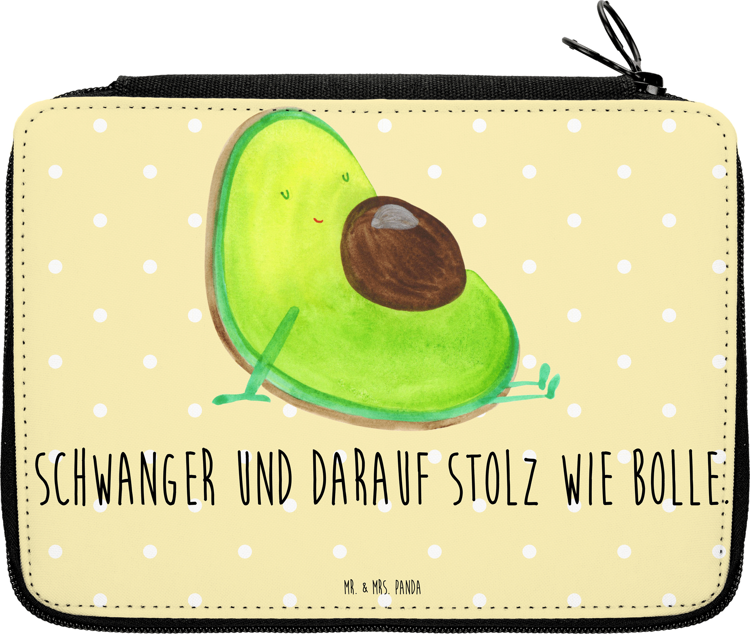 Mr. & Mrs. Panda Bleistiftetui Avocado Schwangerschaft - Gelb Pastell - Geschenk, Federmäppchen, Geburt, Baby, Babyparty, Stifteetui, Etui, Babyshower, Liebe, Federmappe PD-933633-STANDARD