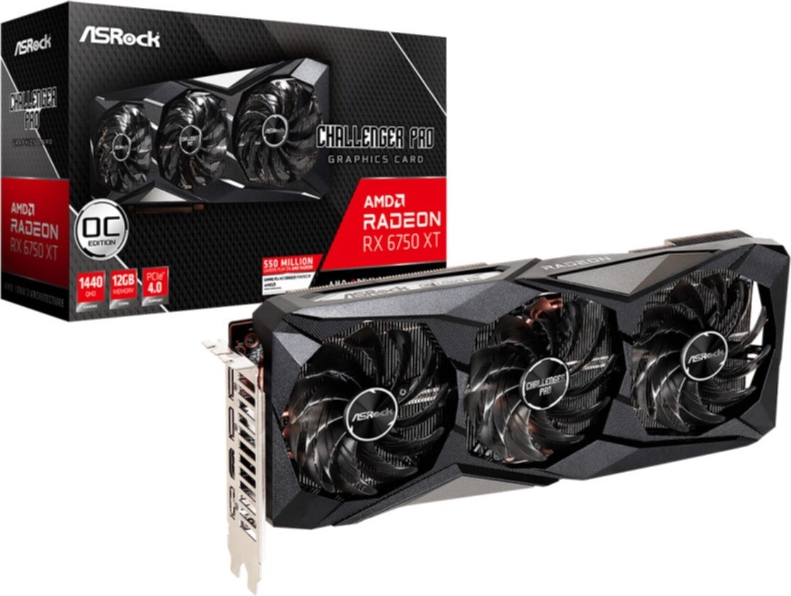 ASRock Challenger RX6750XT CLP 12GO - Radeon RX 6750 XT - 12 GB - GDDR6 - 192 Bit - 7680 x 4320 Pixel - PCI Express x16 4.0