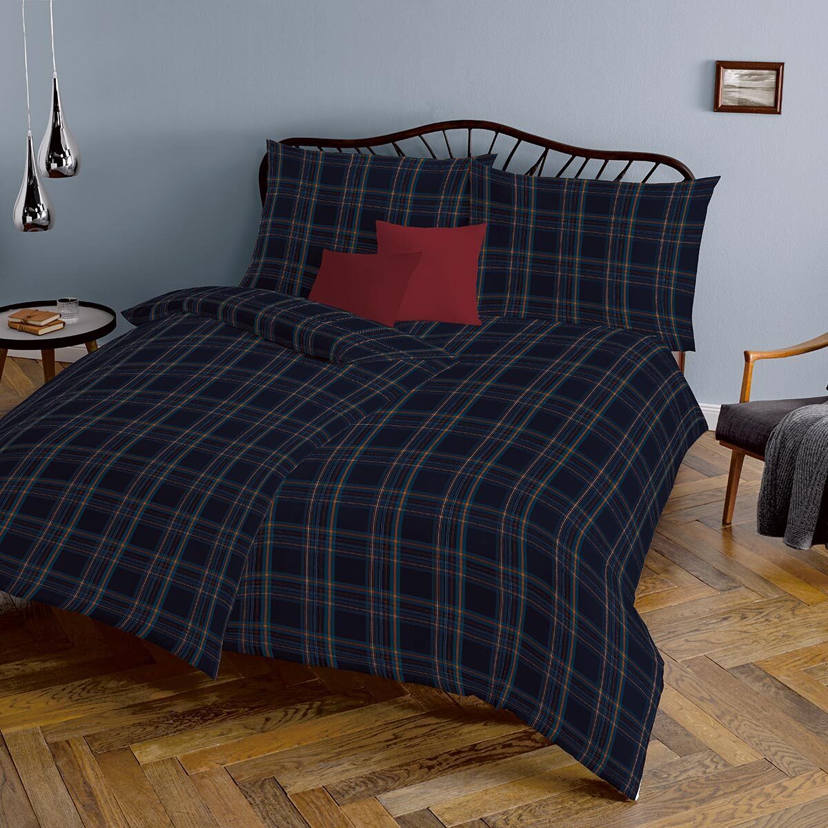 Traumschlaf gewebte Edelflanell Bettwäsche Lech Welwyn indigo 200x220 cm + 2x 80x80 cm