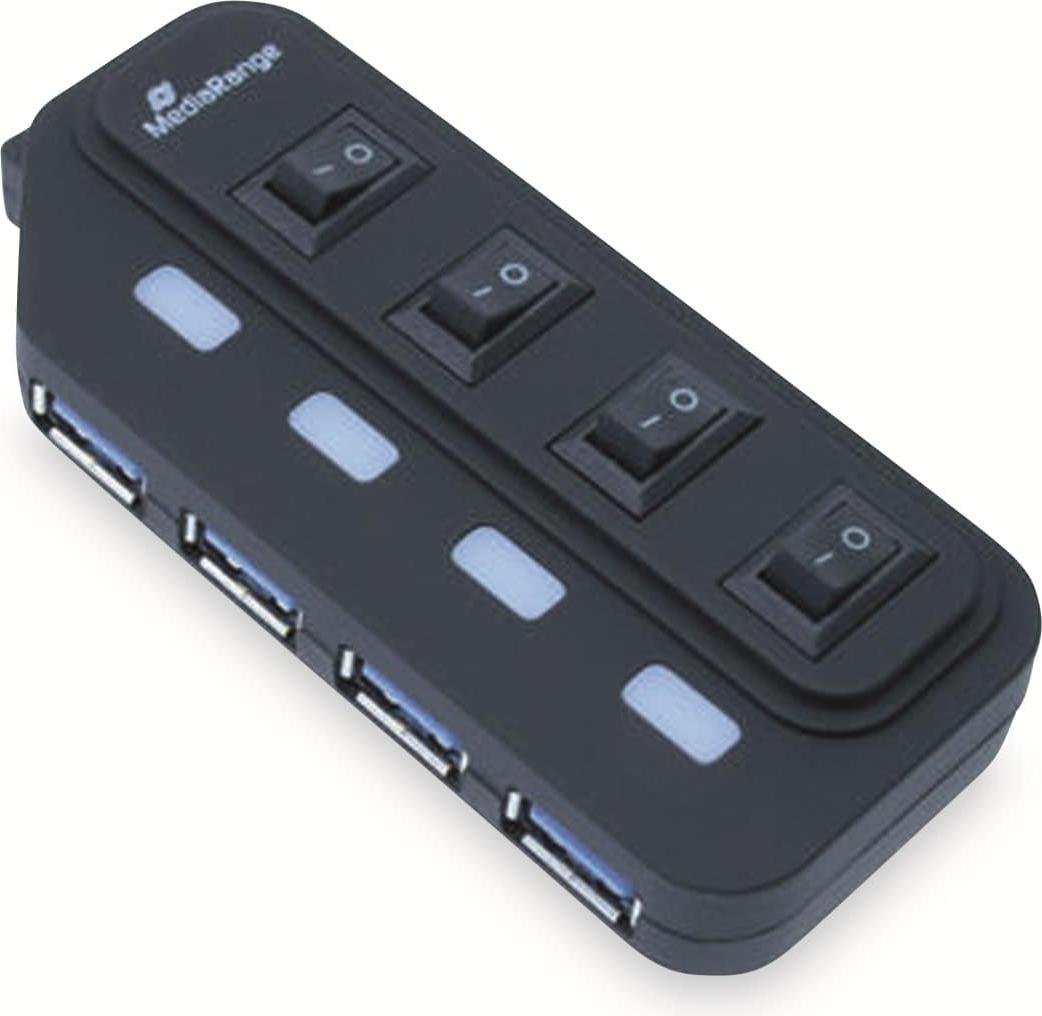 MediaRange USB-HUB 4-portový USB 3.0 externý čierny