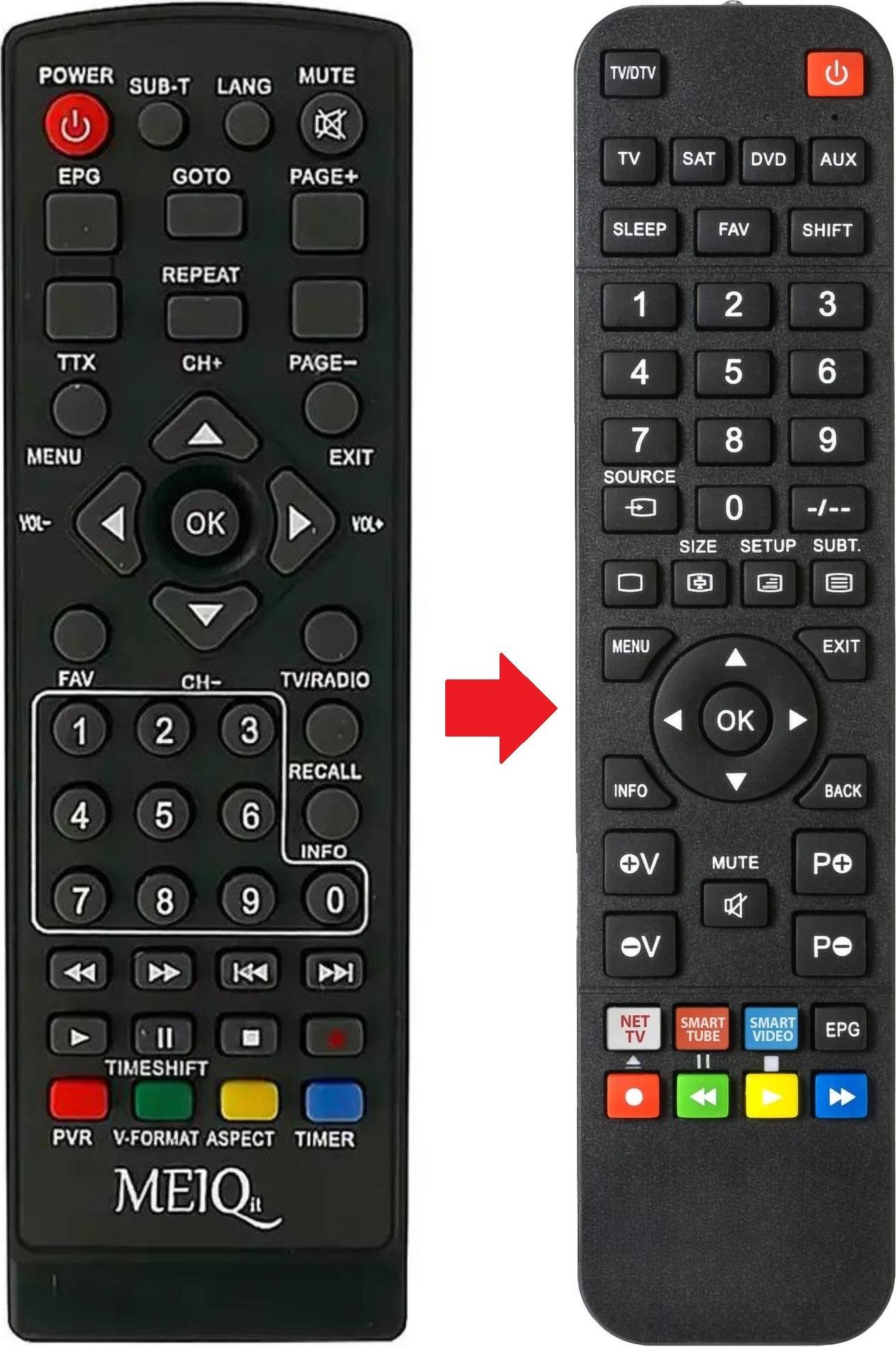 ARKAIA Fernbedienung geeignet für MEIQ MPEG4DVB-TV | MPEG4DVBTV | W168-T2