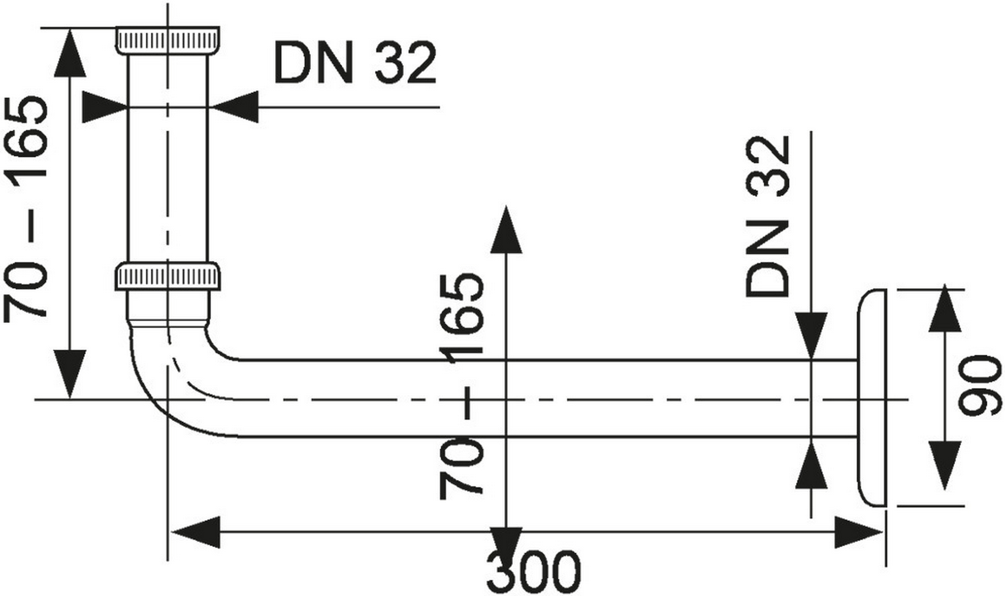 TECE-Anschlussbogen für UP-Geruchverschluss 9080001