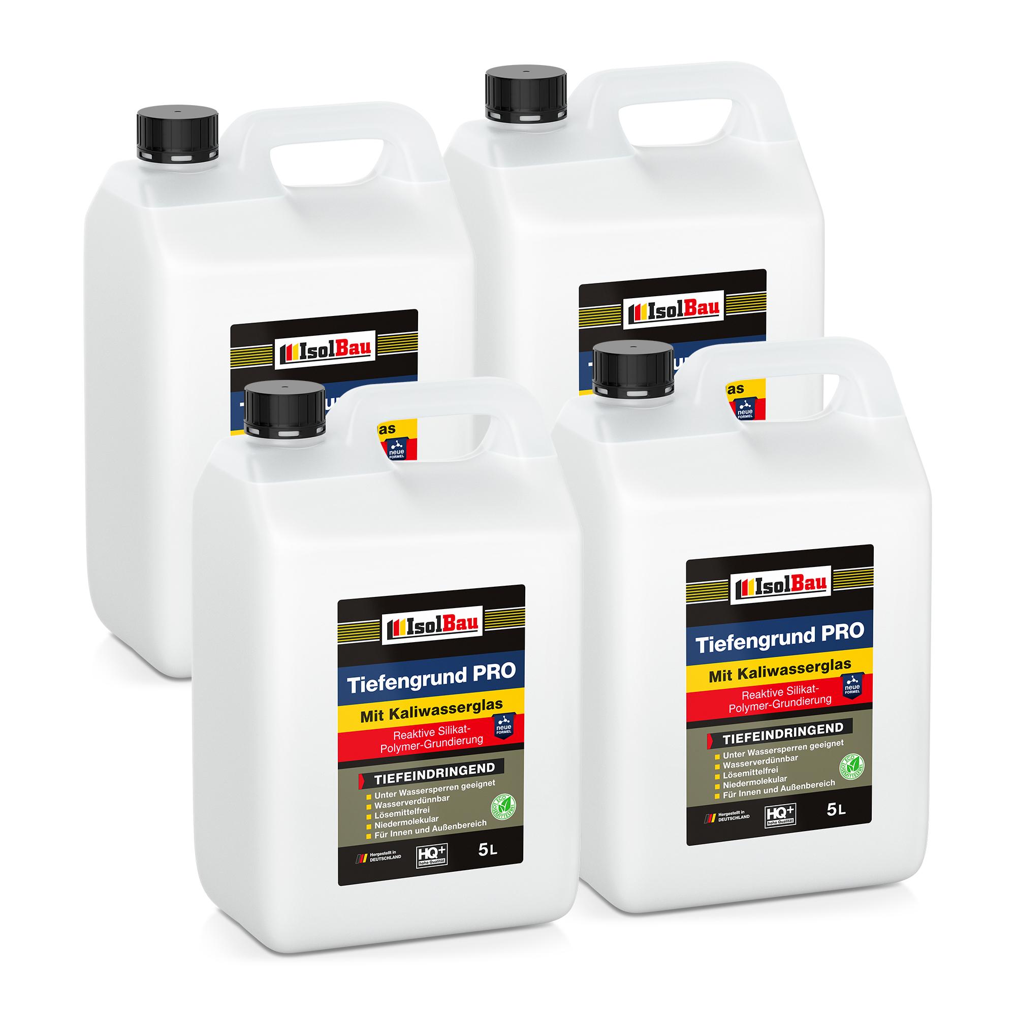 Isolbau Tiefengrund PRO Grundierlösung - 20 L Reaktive Silikat-Polymer-Grundierung für professionelle Grundierung Innen & Außen