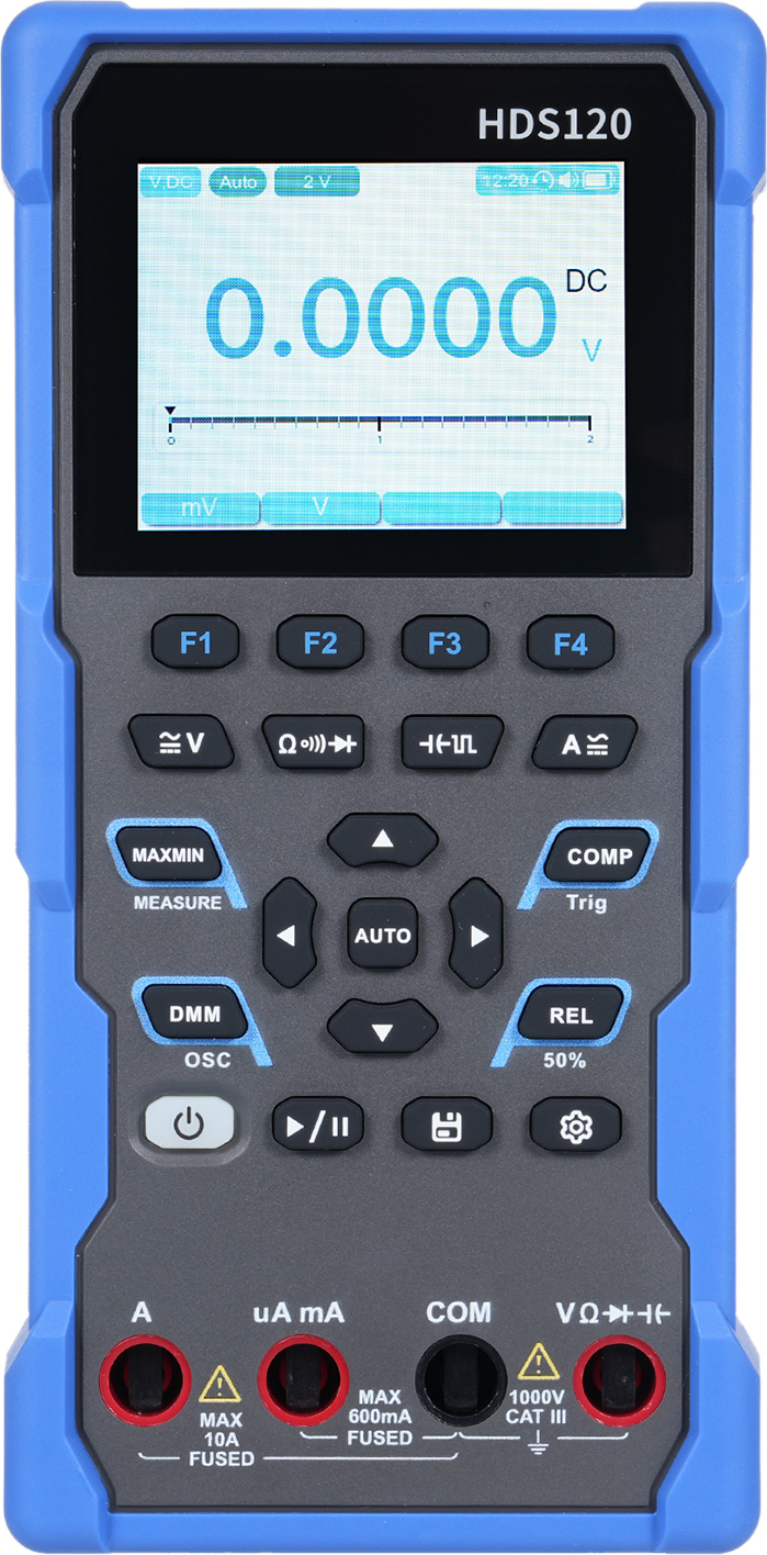 OWON HDS120 Digitálny osciloskop Multimeter 2 v 1 20000 počtov True RMS Tester 1MHz 5MS/s Automatický rozsah 2600mAh lítiová batéria 2,8-palcová IPS obrazovka Plná klávesnica Automatické meranie tvaru vlny