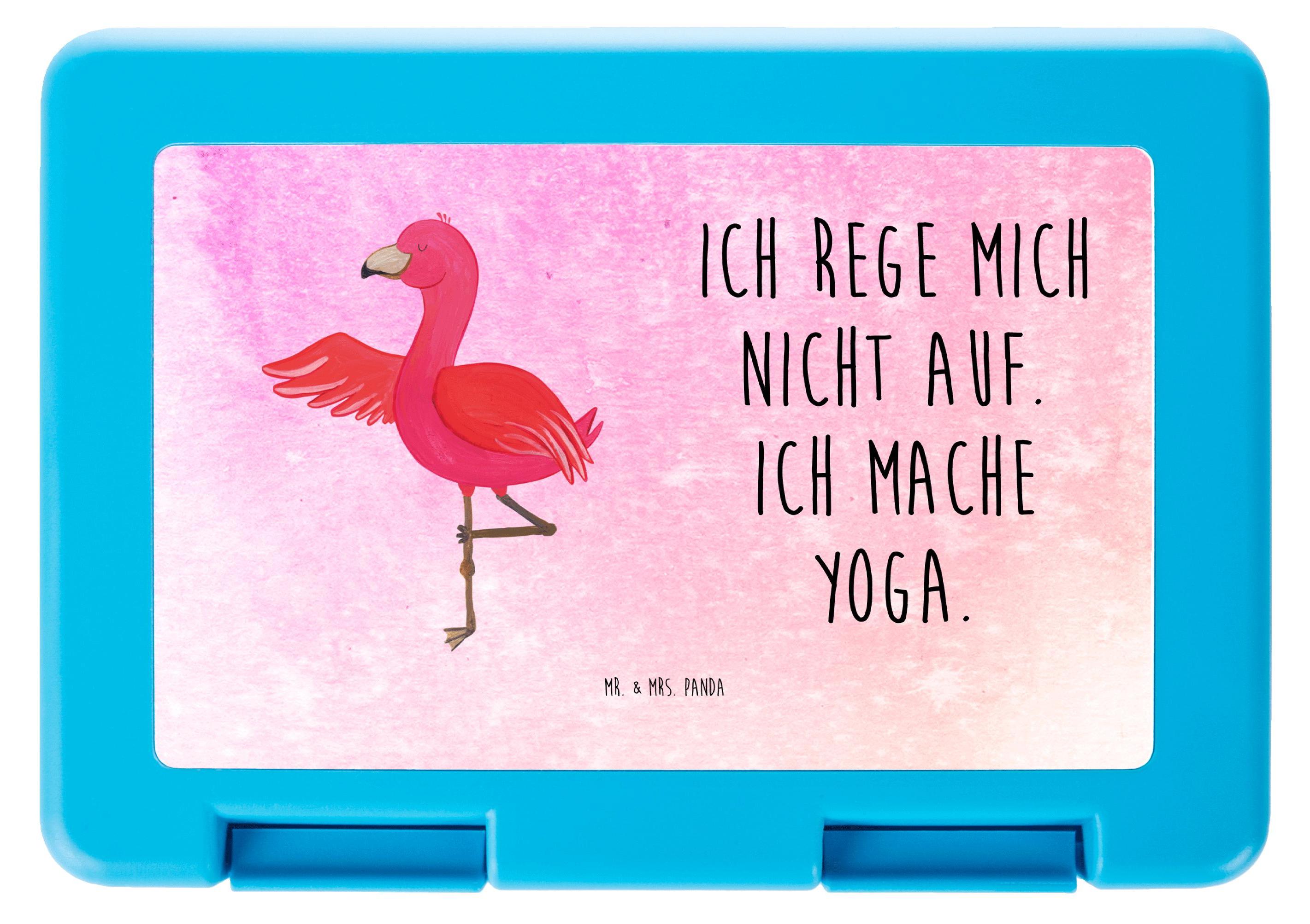 Mr. & Mrs. Panda Snackbox Flamingo Yoga - Aquarell Pink - Geschenk, Entspannt, Lunchbox, Vorratsbehälter, Bentobox, Namaste, Aufgeregt, Snackdose, Rosa, Yogi, Baum PD-1080674-STANDARD