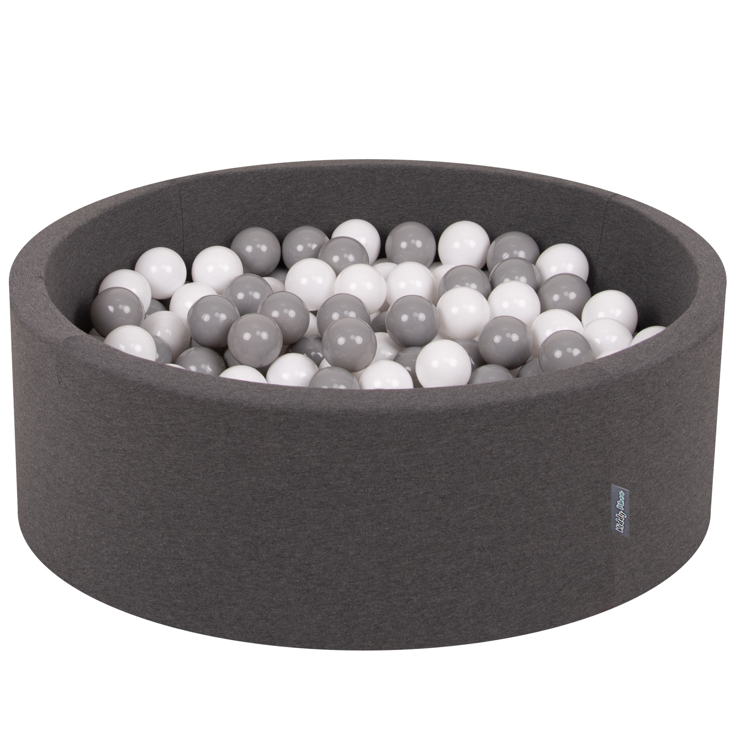 KiddyMoon Piscine à Balles 90x30cm - 200 Balles 7 Cm, Housse Lavable, Fabriqué En UE, Gris Foncé