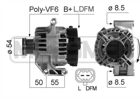 ERA 210687A Alternátor LiMa 105 A, 14 V pre OPEL Corsa D hatchback (S07), Corsa C hatchback (X01), Meriva A (X03), Astra H kombi (A04)