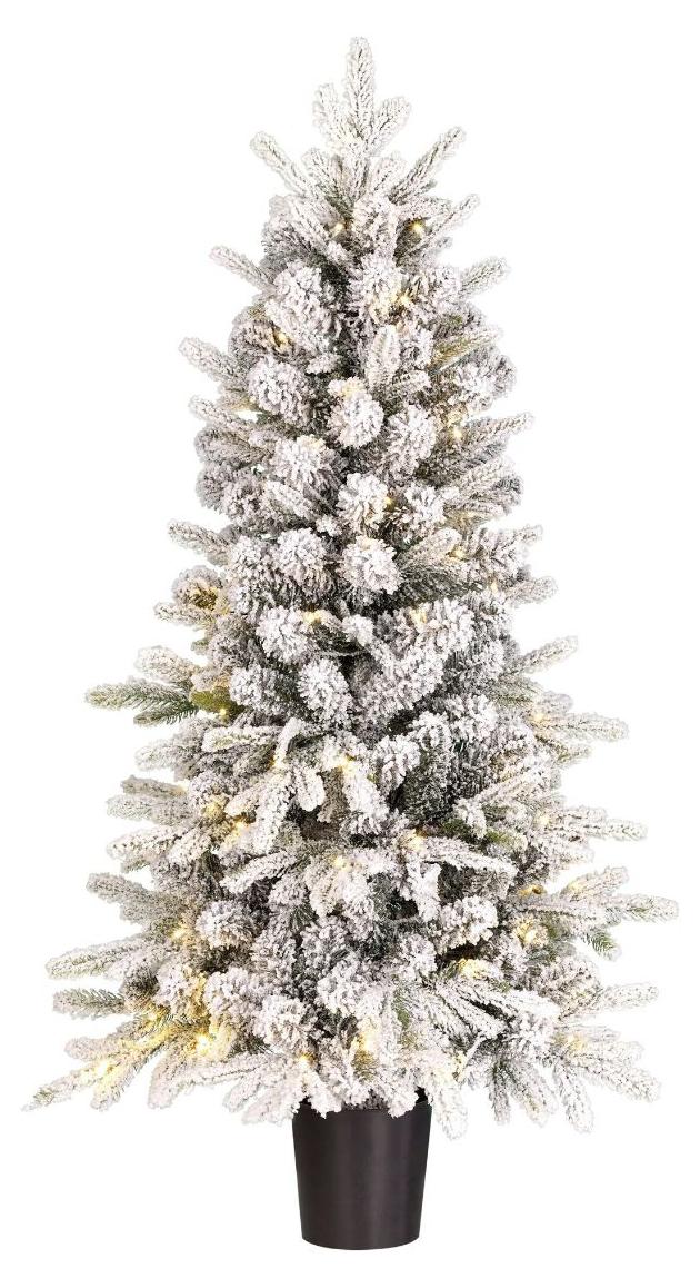 Black Box Trees Weihnachtsbaum Künstlich Grimshaw mit Schnee H120 x Ø60 cm - Kunstbaum im Topf - Tannenbaum für Innen - 206 Spitzen - Grün
