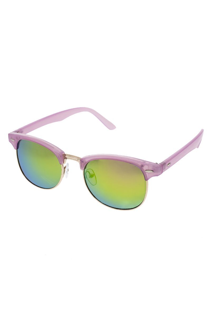 OEM-Frauen Sonnenbrille Halbbild Wachsen rosa Reifen Farbe Glas 37867