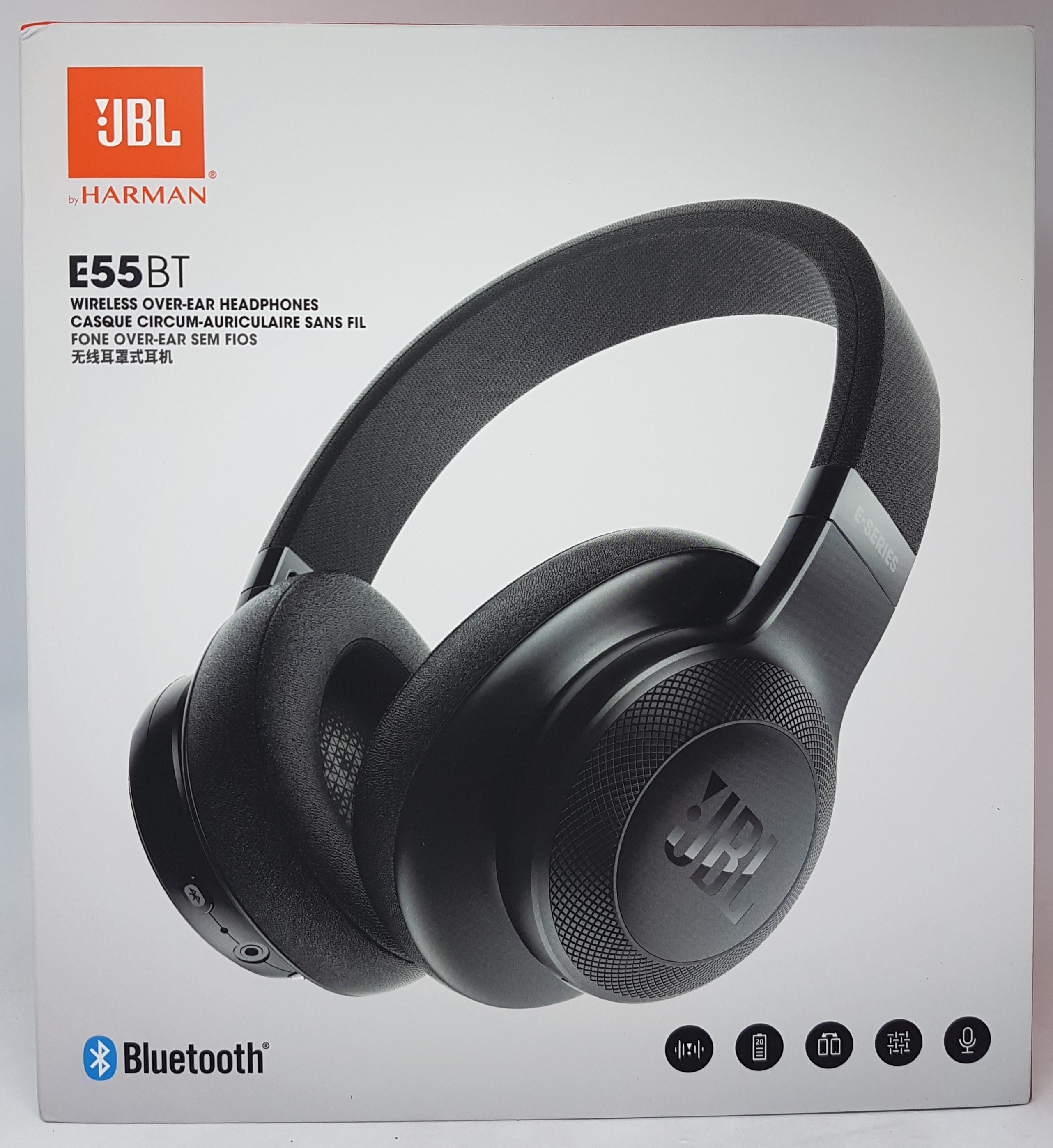 JBL E55BT - slúchadlá - čelenka - hovory a hudba - čierne - binaurálne - káblové a bezdrôtové