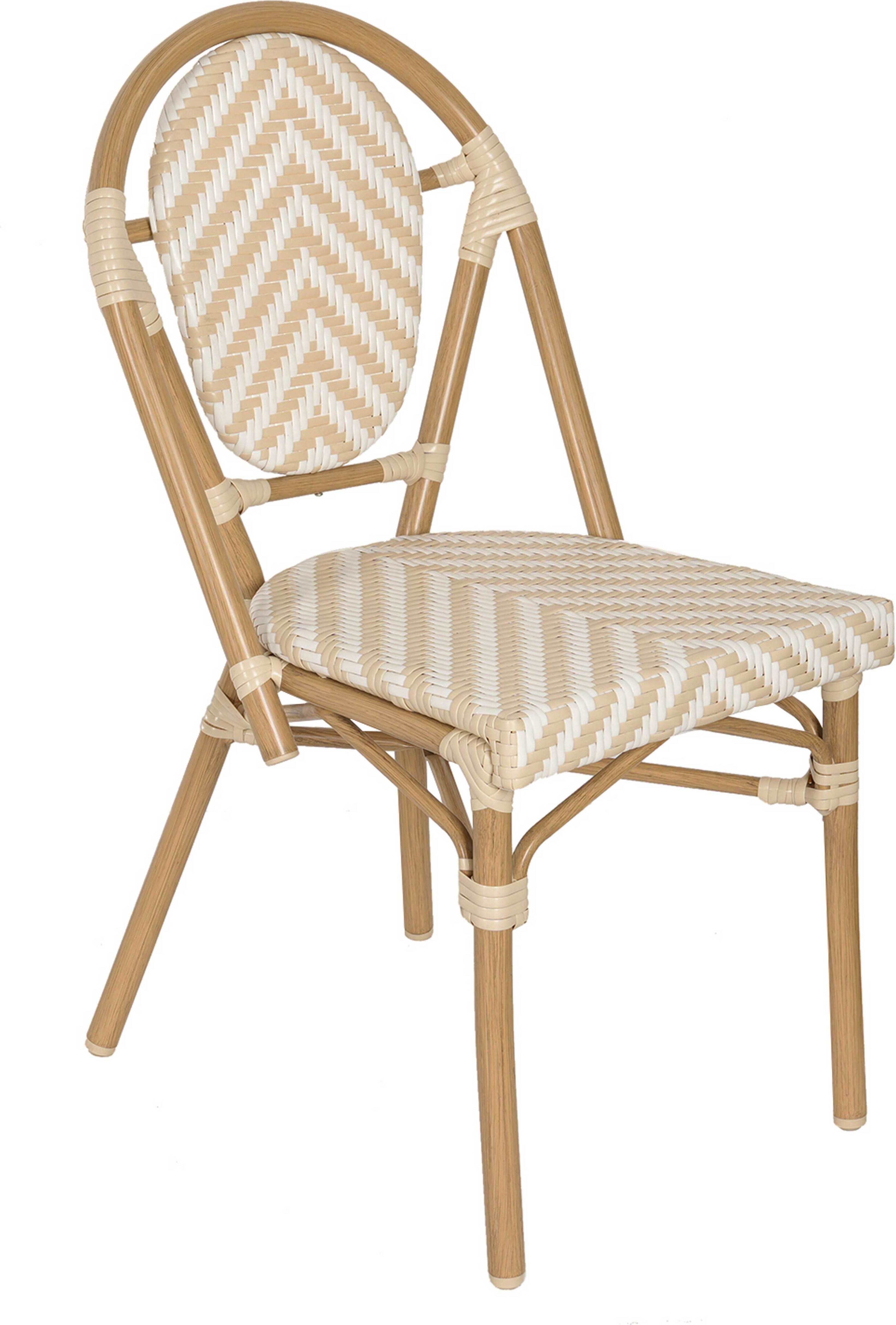 Gartenstuhl im Pariser Bistrostil aus Aluminium und beigem Rattan - Oviala Alma 112528