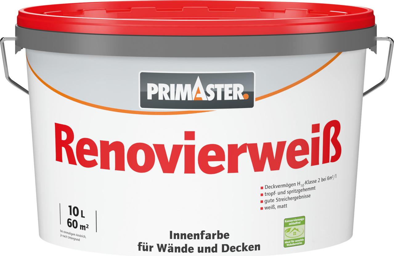 Primaster Renovierweiß Wandfarbe konservierungsmittelfrei 10 L 0765054546