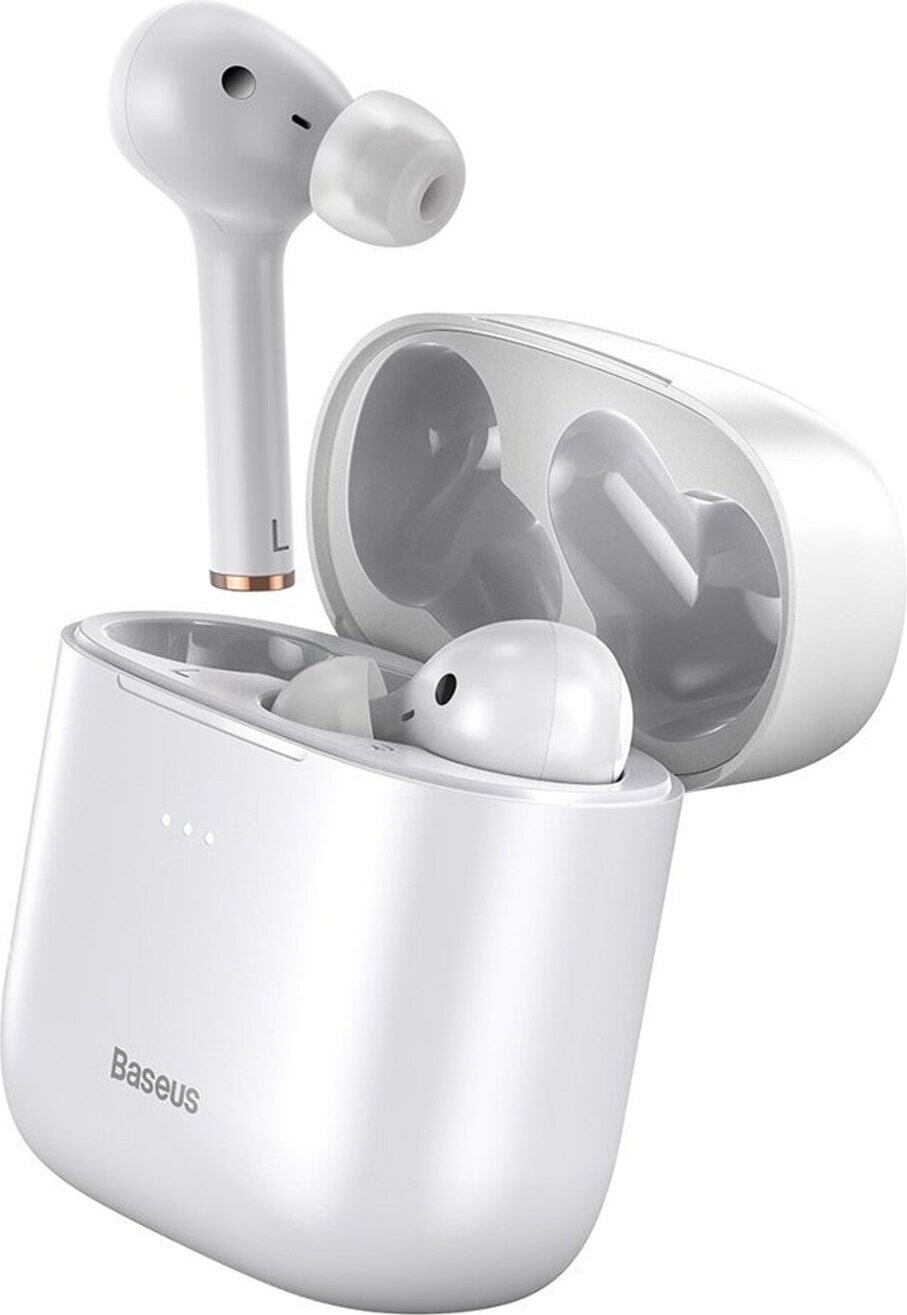 Baseus TWS Encok W06 IP65 Vodotesné bezdrôtové slúchadlá Headset Bezdrôtové slúchadlá Bluetooth 5.0 v bielej farbe