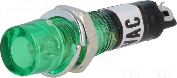 TNE 5x Kontrollleuchte: mit Neonleuchte konkav grün 230VAC -25÷70°C Kontrollleuchten _1GH_NI-2GN