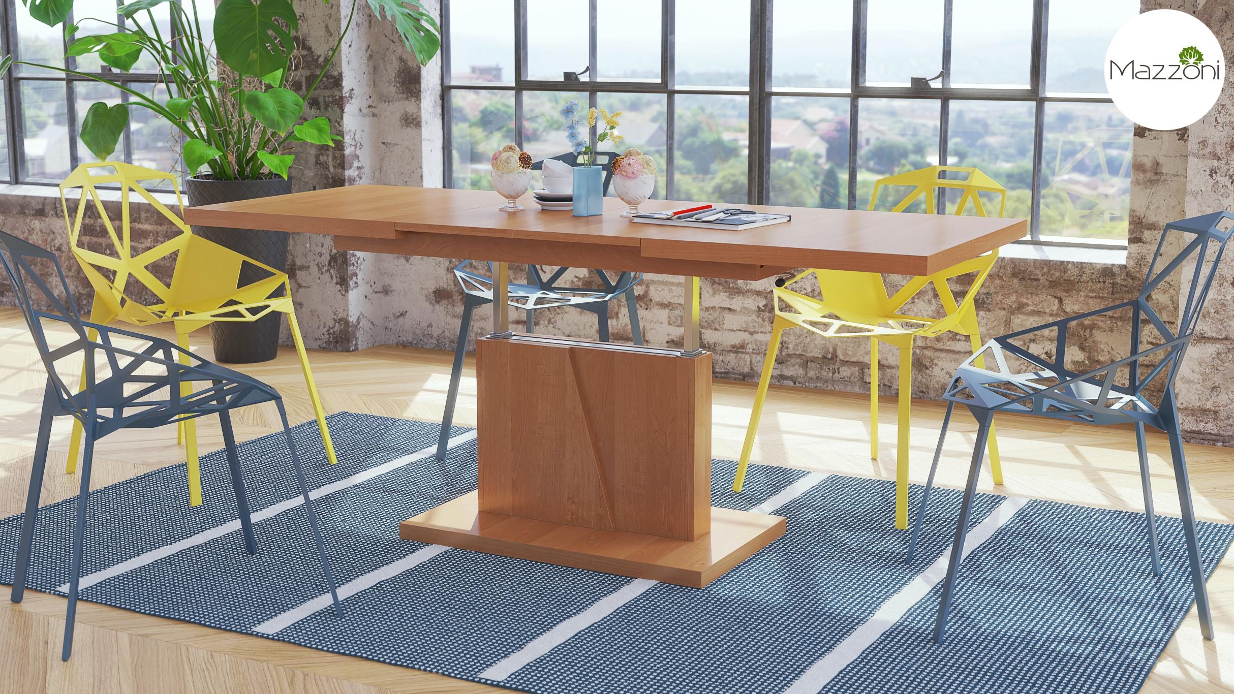 Mazzoni Design Couchtisch Grand Noir ausziehbar höhenverstellbar Tisch 120-180 cm Esstisch GraNoiErle-V