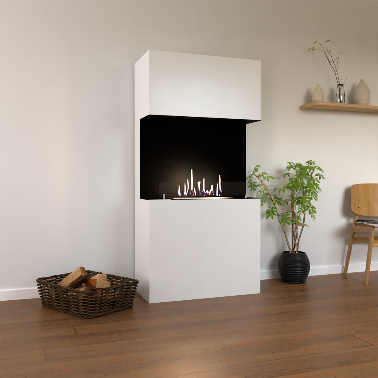 GLOW FIRE Ethanol Kamin 'Nordland' | Ethanolofen in weiß mit 3 Std. Brenndauer und 3 KW Heizleistung | BxHxT: 84x170x41 cm
