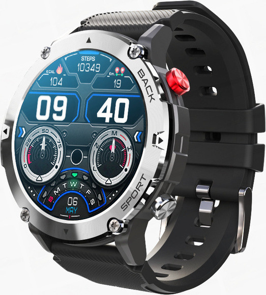 Pánske smart hodinky Bluetooth hovory, vodotesné športové hodinky s krokomerom a monitorovaním tepu pre Android IOS Outdoor, strieborné