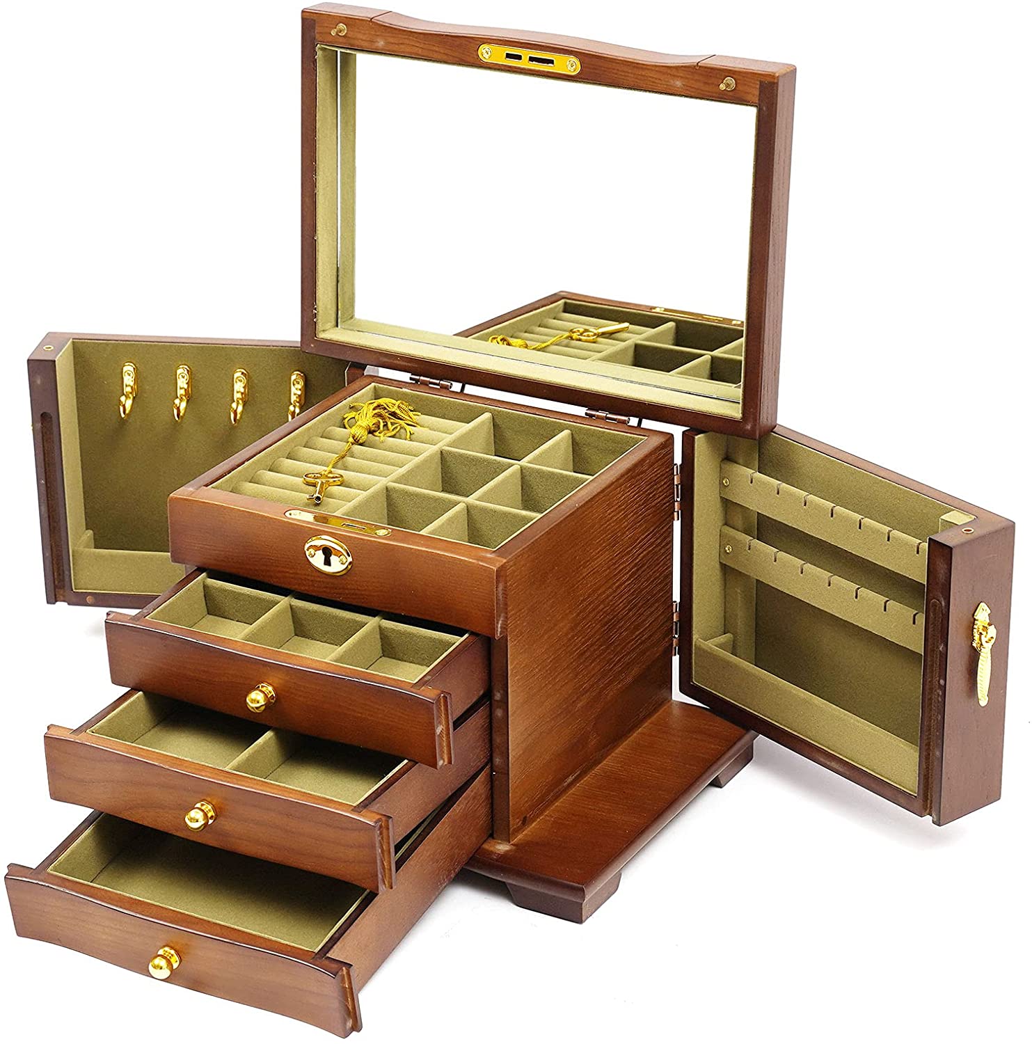 4-er Schubladenbox Holzbox Geschenk Aufbewahrung Schmuckschrank Universal 