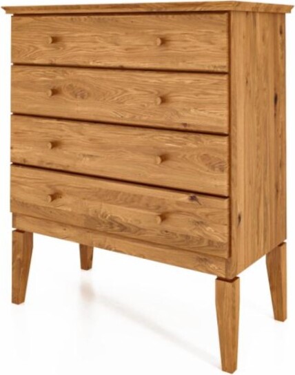 Natur24 Kommode Sydo aus Wildeiche massiv 87x45x100 cm mit 4 Schubladen und Holzbeinen KOM2018-0000-2411