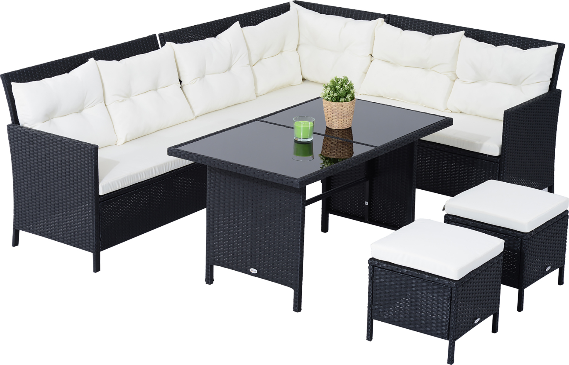 Outsunny 18-dielna záhradná súprava sofa set záhradný nábytok set lounge, polyratan, čierna