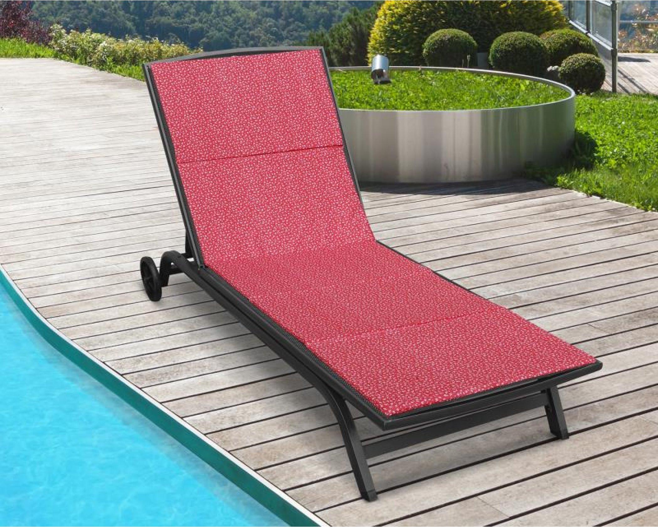 Vankúš na plážové lehátko - poťah na zips - 55x195 cm - červený