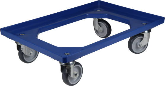 BADfabrik24 Transportroller Kunststoff Blau mit 4 Leichtlauf-Lenkrollen