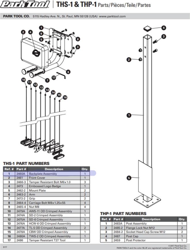 Park Tool THP-1 Montagepfahl für THS-1 Schwarz