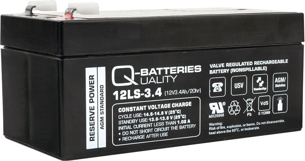 Akku Sys Akkumulator- und Batterietechnik Nord GmbH Quality-Batteries 12LS-3.4 VdS 12V/3,4Ah 134x67x60,5mm>>>>