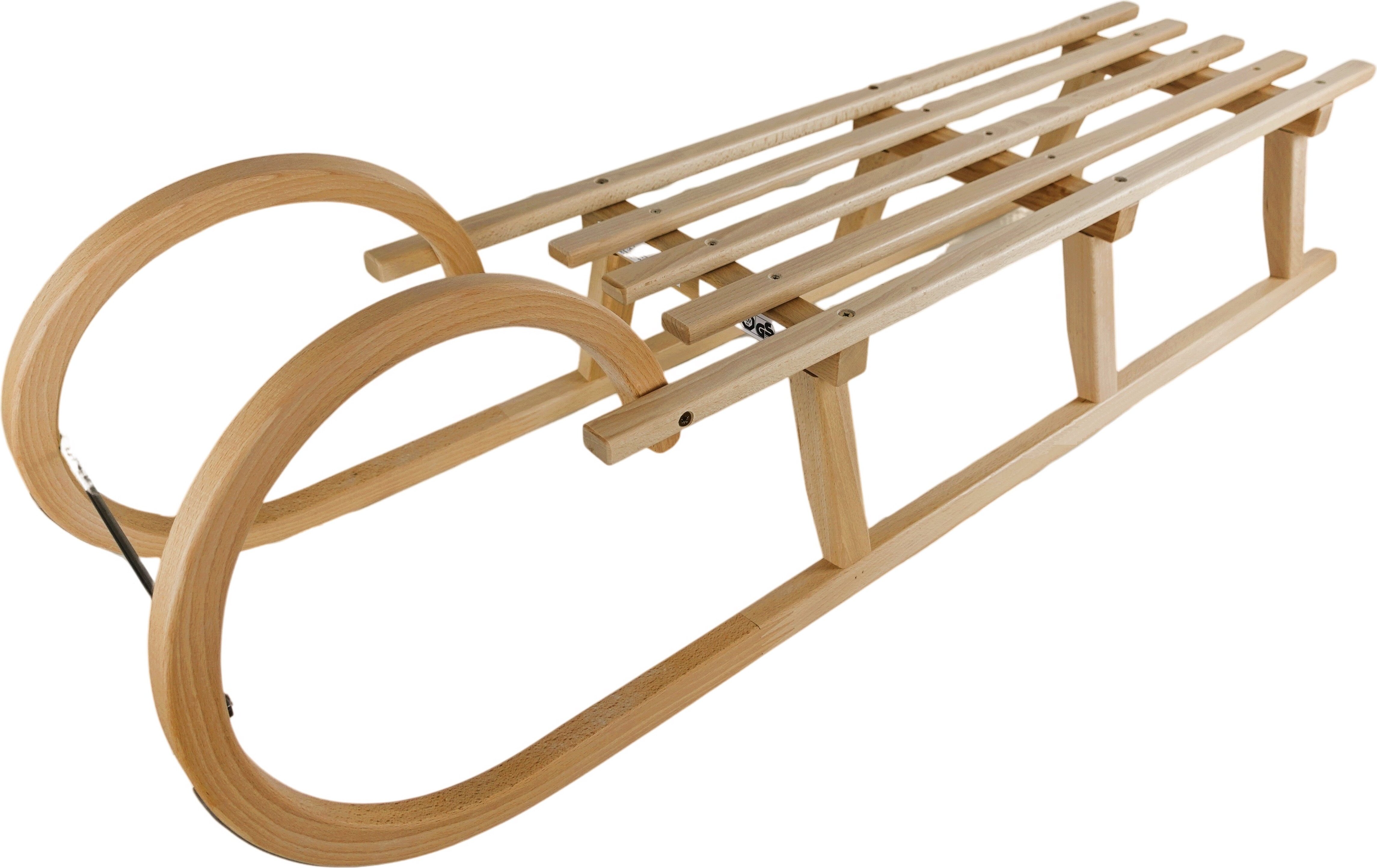 ACRA Holzschlitten 125 cm A2044/125 Holzschlitten mit Holzsitz 05-A2044/125