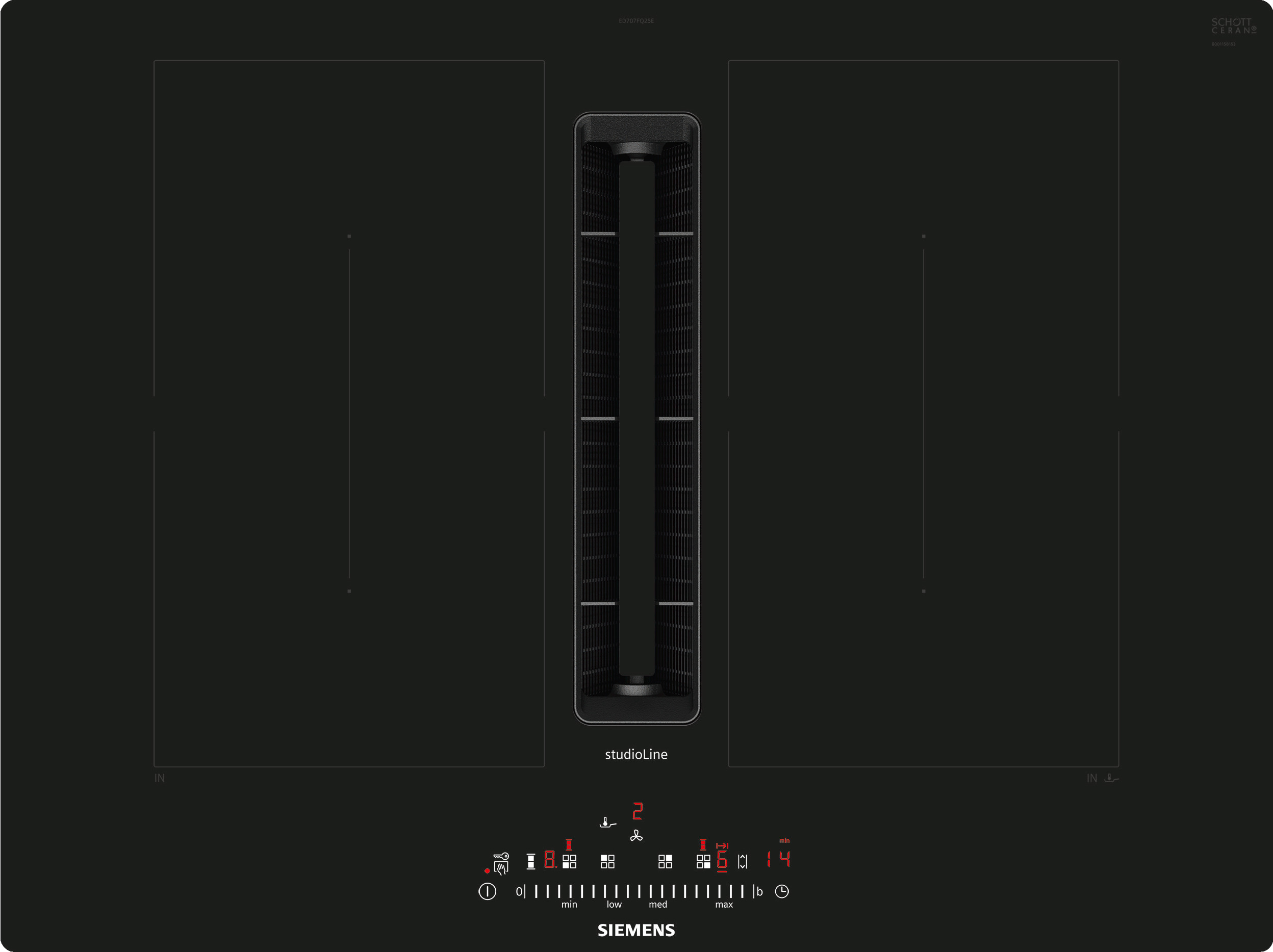 iQ500, varná doska s odsávačom pár (indukčná), 70 cm, zapustená (integrovaná), ED707FQ25E