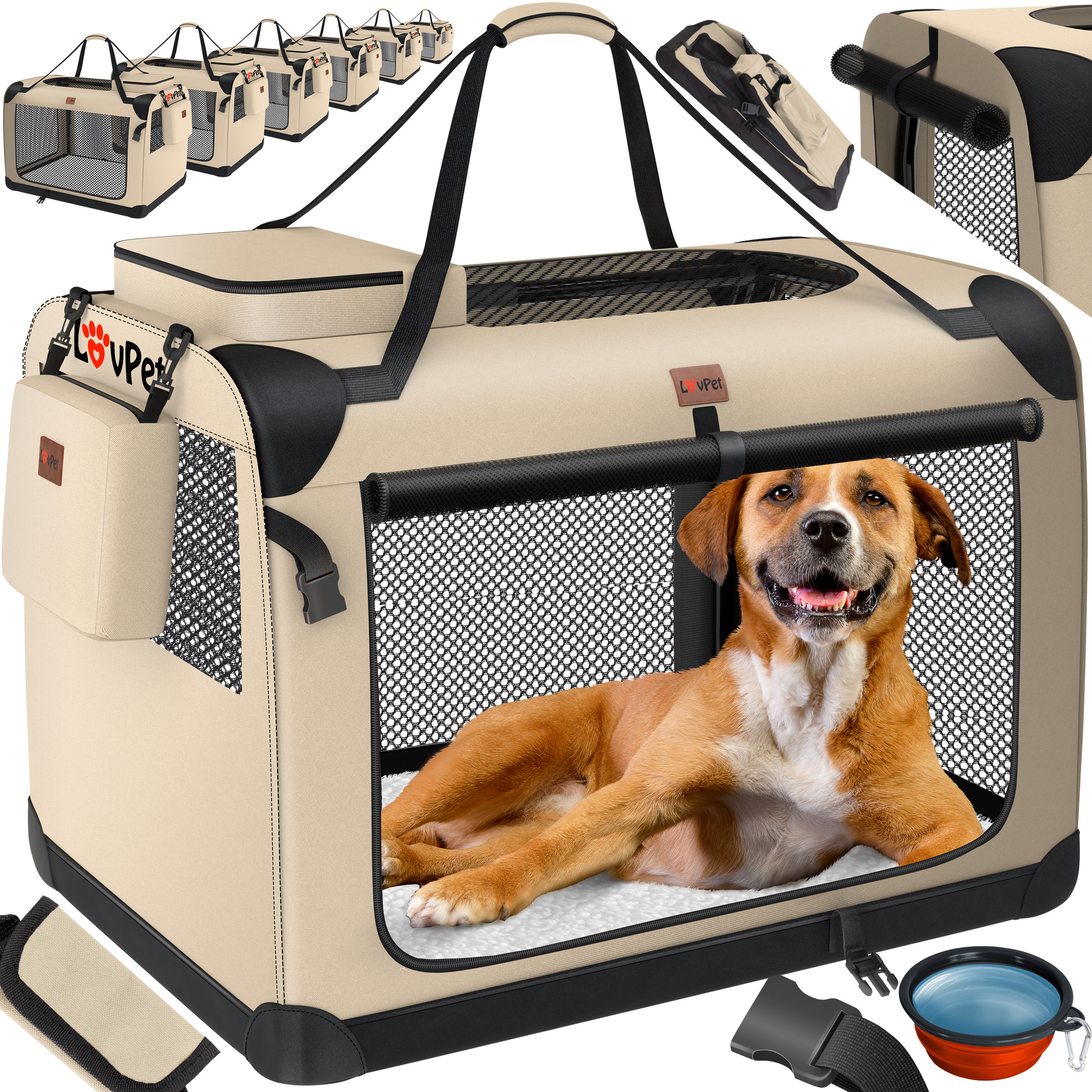 CADOCA® Hundetransportbox Aluminium Hundebox Kofferraum robust  verschließbar trapezförmig Reisebox Autobox Tiertransportbox  Hundetransportbox M